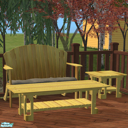 Sims 2 — Adirondack Lg Coffee Table Yellow by DOT — Adirondack Lg Coffee Table Yellow Sims2 by DOT of The Sims Resource.