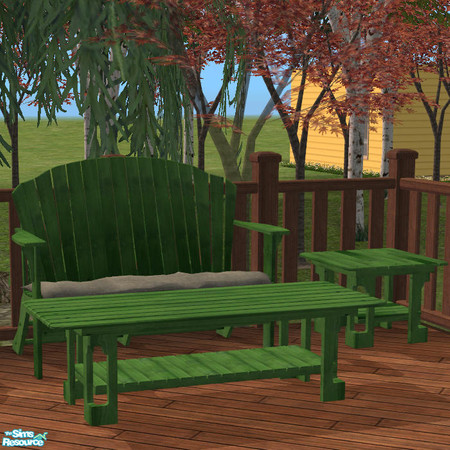 Sims 2 — Adirondack Lg Coffee Table Leaf Green by DOT — Adirondack Long Coffee Table LeafGreen. Sims2 by DOT of The Sims