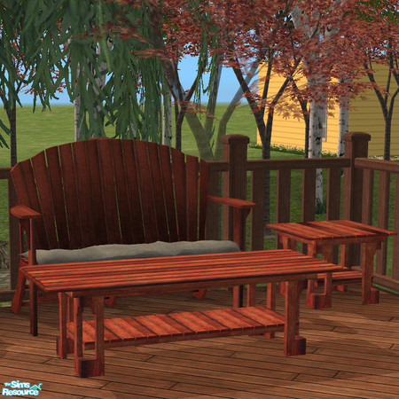 Sims 2 — Adirondack Long Coffee Table Red Wood by DOT — Patio Adirondack Red Rounding out the tables to match MAXIS Style