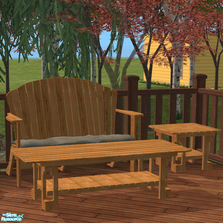 Sims 2 — AdirondackLong Coffee Table Oak - #352467 by DOT — Adirondack Long Coffee Table Oak. Patio Adirondack. Rounding