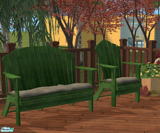 Sims 2 — Adirondack Leaf Green Love Chair by DOT — Adirondack LeafGreen Love and Chair. Sims2 by DOT of The Sims