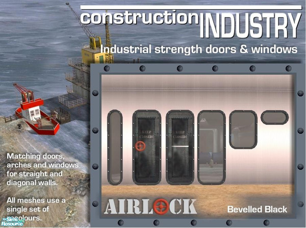Sims 2 — Airlock Bevelled Black Recolor by Cyclonesue — This recolour works for the entire Airlock set. Just make sure