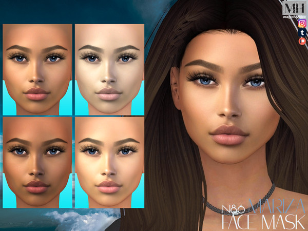 Sims 4 — [Patreon] Mariza Face Mask N86 by MagicHand — Latina face in 6 skin color variations - HQ Compatible.