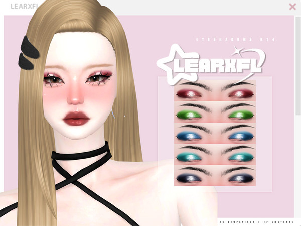 Sims 4 — [Learxfl] Eyeshadows N14 HQ by Learxfl — Eyeshadows N14 , 12 swatches , HQ and BGC . Standalone item with