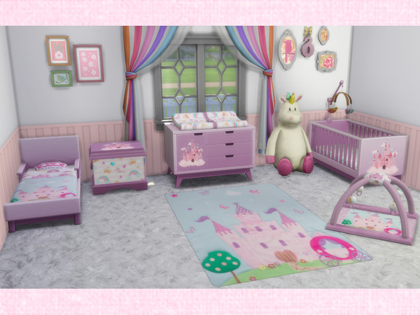 Sims 4 — Princess Crib [chicchatter87] by chicchatter872 — Recolored Nursery Set in a Princess Theme Includes: Crib,