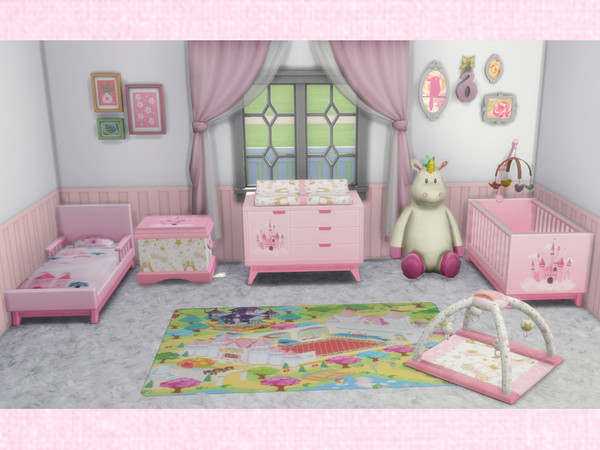 Sims 4 — Princess Toddler Bed [chicchatter87] by chicchatter872 — Recolored Nursery Set in a Princess Theme Includes: