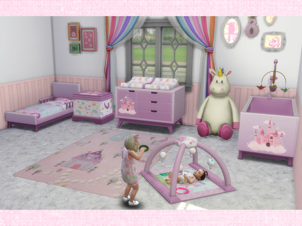 Sims 4 — Princess Toybox [chicchatter87] by chicchatter872 — Recolored Nursery Set in a Princess Theme Includes: Crib,