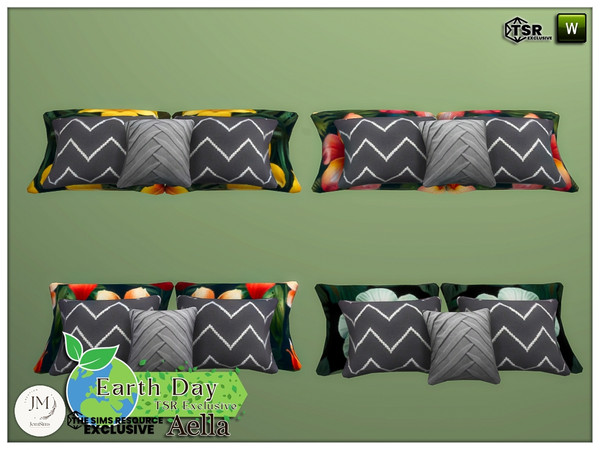 Sims 4 — Earth day aella cushions by jomsims — Dive into a modern and eclectic countryside ambiance with this Earth Day