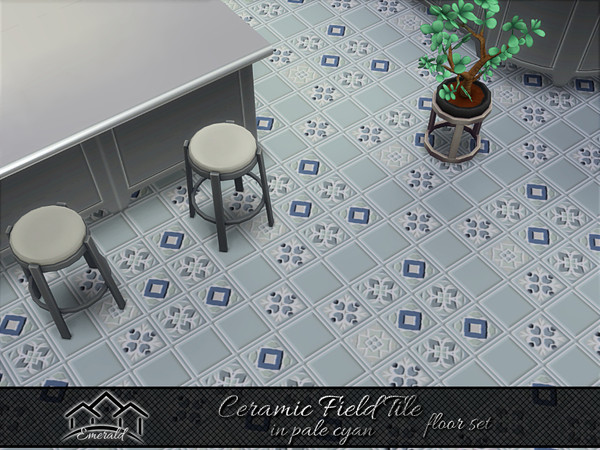 Sims 4 — Ceramic Field Tile in pale cyan floor3 by Emerald — Mix and match with ceramic field tiles to create a beautiful