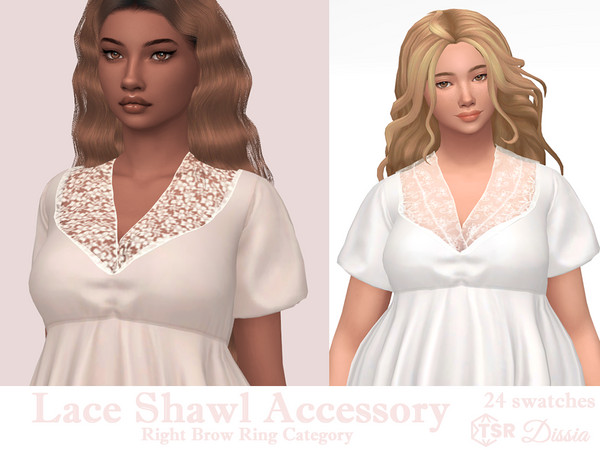 Sims 4 — Lace Shawl Accessory by Dissia — Made as suggestion shawl lace accessory to cover cleavage area. Made to suit