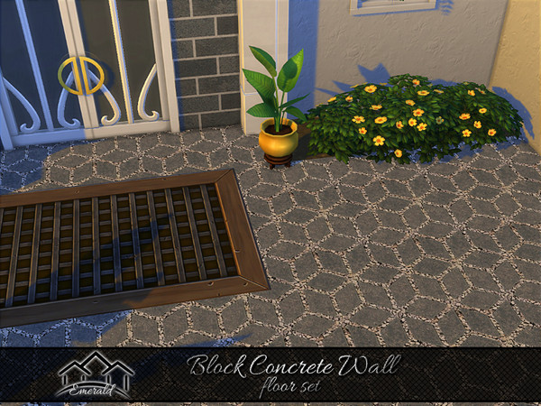 Sims 4 — Block Concrete Wall floor1 by Emerald — Concrete Blocks wall are highly durable, long lasting buiding material