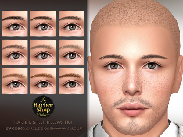 Sims 4 — Barber Shop Brows HQ by Caroll912 — A 18-swatch thin and groomed eyebrows in different tones of black, brown,