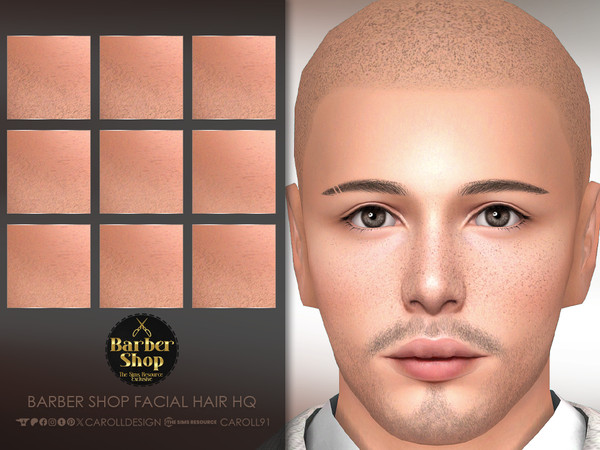 Sims 4 — Barber Shop Facial Hair HQ by Caroll912 — A 9-swatch very soft male stubble in different tones of black, brown,