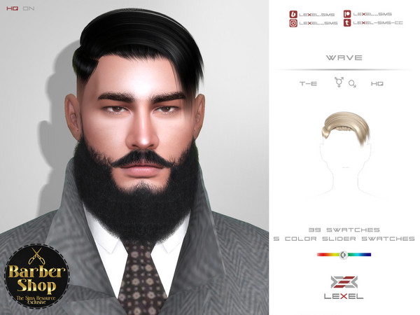 Sims 4 — Wave - hairstyle (Barber shop) by LEXEL_s — 39 swatches