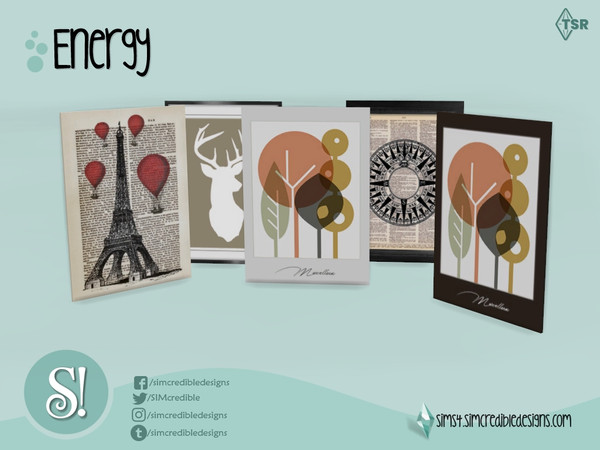 Sims 4 — Energy Painting by SIMcredible! — by SIMcredibledesigns.com available at TSR 10 colors variations