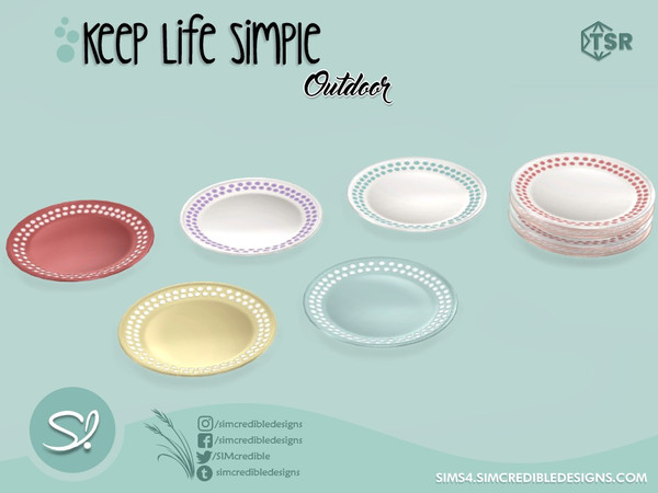 Sims 4 — Keep life simple outdoor Plate by SIMcredible! — by SIMcredibledesigns.com available exclusively at TSR 9 colors