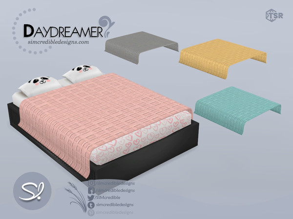Sims 4 — Daydreamer blanket double bed by SIMcredible! — by SIMcredibledesigns.com available exclusively at