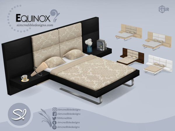 Sims 4 — Equinox Bed 2 [brocades] by SIMcredible! — by SIMcredibledesigns.com available exclusively at TSR 4 colors +