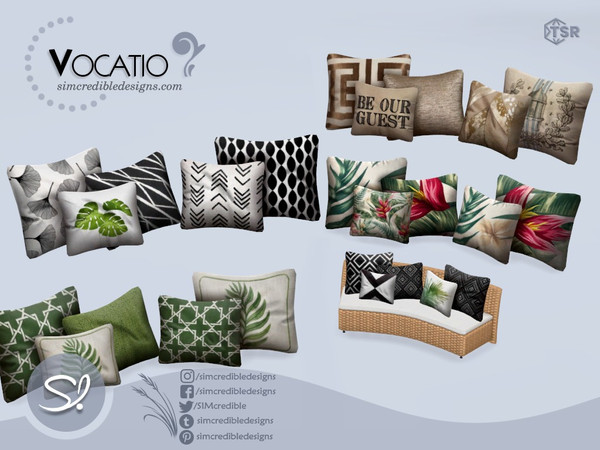 Sims 4 — Vocatio Cushions by SIMcredible! — by SIMcredibledesigns.com available exclusively at TheSimsResource 7 colors