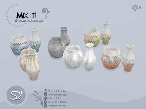 Sims 4 — Mix It vases duo by SIMcredible! — by SIMcredibledesigns.com available exclusively at TheSimsResource 6 colors