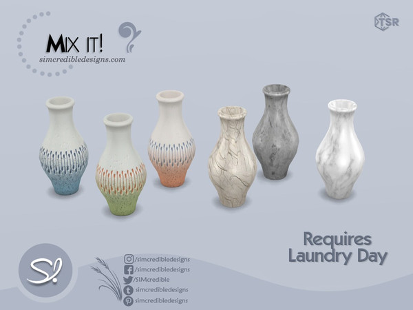 Sims 4 — Mix It vase tall by SIMcredible! — by SIMcredibledesigns.com available exclusively at TheSimsResource 6 colors