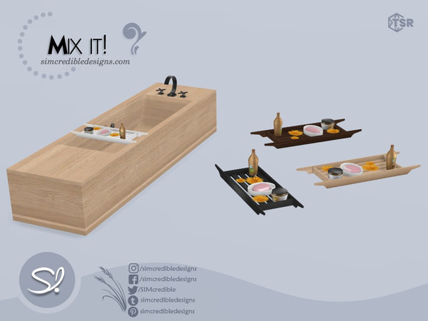 Sims 4 — Mix It tub Tray by SIMcredible! — by SIMcredibledesigns.com available exclusively at TheSimsResource 4 colors