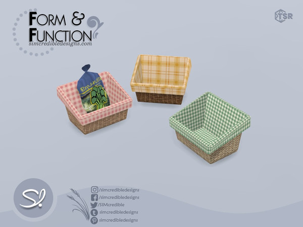 Sims 4 — Form and Function Basket by SIMcredible! — by SIMcredibledesigns.com available exclusively at TSR 3 colors