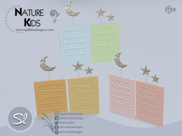 Sims 4 — Nature Kids Alphabet painting by SIMcredible! — by SIMcredibledesigns.com available exclusively at TSR 4 colors