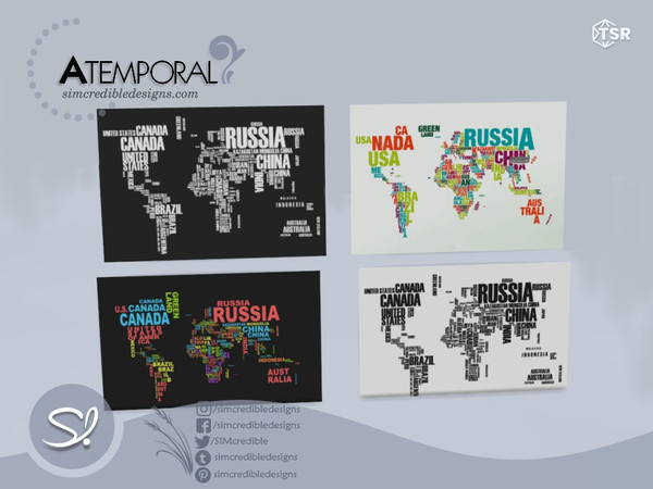 Sims 4 — Atemporal World Map by SIMcredible! — by SIMcredibledesigns.com available exclusively at TSR 5 colors variations