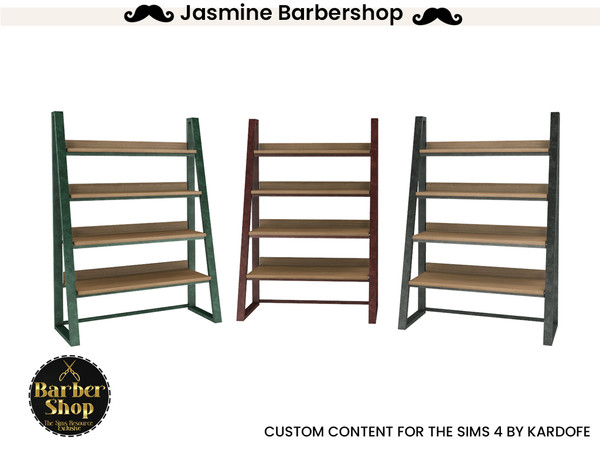 Sims 4 — kardofe_Jasmine Barber's _Shelving by kardofe — Objects to recreate an industrial style barber's shop