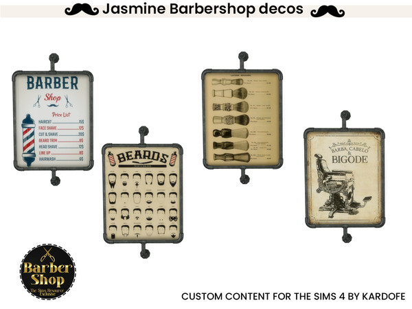 Sims 4 — kardofe_Jasmine Barbershop_Price list by kardofe — Decorative objects to decorate a barber's shop