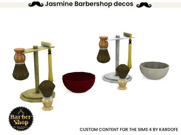 Sims 4 — kardofe_Jasmine Barbershop_Razors and brushes by kardofe — Decorative objects to decorate a barber's shop