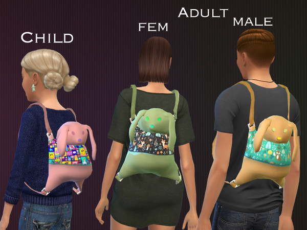 Sims 4 — [lyonalife] m_acchat_backpack_bunny_animated.package by lyonalife — Child Adult female male category: Hat !!!!!