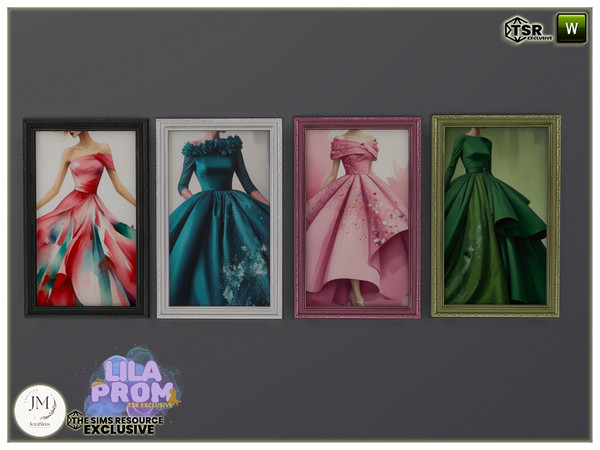 Sims 4 — lila prom salon wall painting small1 by jomsims — Lila prom salon.In the wardrobe, the gown glitters, a work of