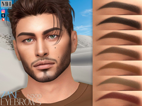 Sims 4 — [Patreon] Zane Eyebrows N300 by MagicHand — Defined brows in 13 colors - HQ Compatible.