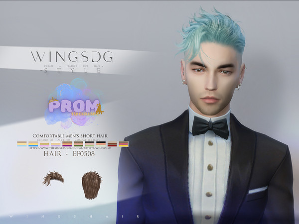 Sims 4 — WINGS-EF0508-Comfortable men's short hair by wingssims — Colors:30