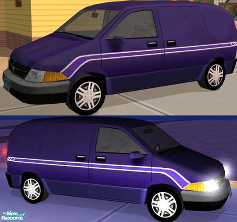 Sims 2 — Business Van - Dark Blue Striped Recolor by Dr Pixel — Dark Blue Van Color option with a side stripe for your