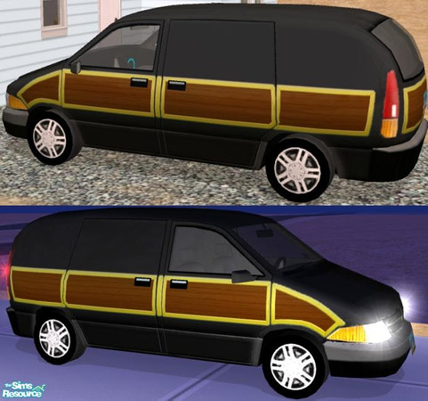 Sims 2 — Business Van - Black Woody Recolor by Dr Pixel — Black Van with Wood Panels Color option for your Business Van -