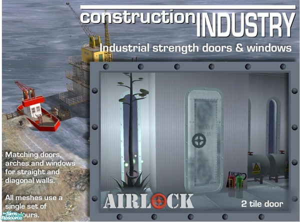 Sims 2 — Airlock 2-Tile Narrow Door DIAGONAL by Cyclonesue — This diagonal door needs the straight version in order to