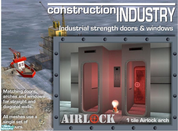 Sims 2 — Airlock 1-tile Arch DIAGONAL by Cyclonesue — You need the straight version for this diagonal arch to work (see