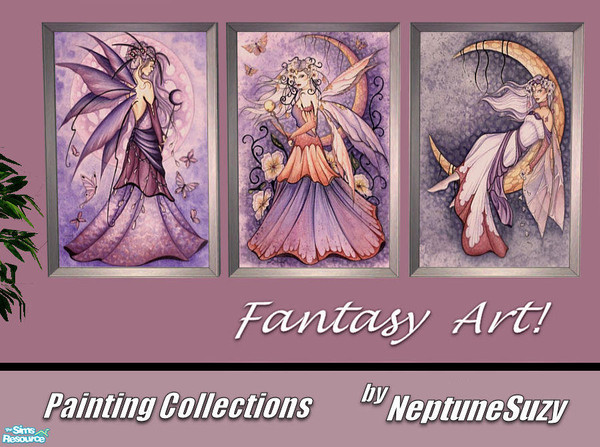 Sims 2 — NSC Painting Set59 - Fantasy by Neptunesuzy — Your Sims will love these Pink and Purple colored Fantasy Fairy