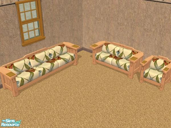 Sims 2 — Chloe Chintz El Sol sofa by SimMonte — A recolor of the El Sol sofa - loveseat - chair in a Chloe Chintz design.