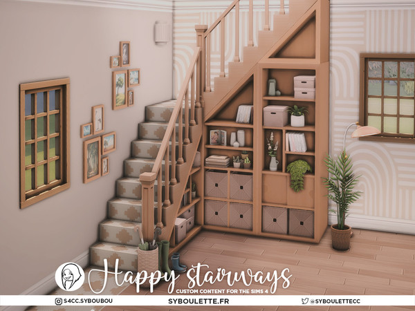 Sims 4 — Happy Stairways - Kids muddy boots by Syboubou — This new set is all about the space under the staircase ! With