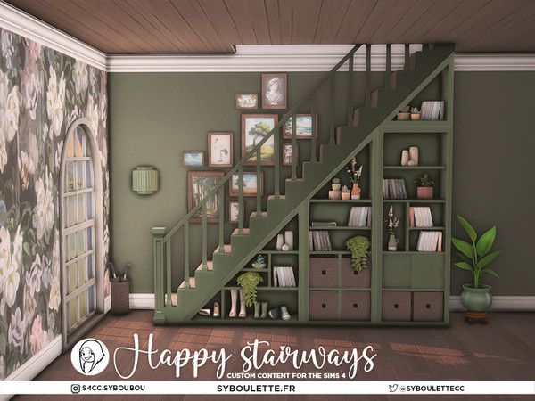 Sims 4 — Happy Stairways - Umbrellas basket by Syboubou — This new set is all about the space under the staircase ! With
