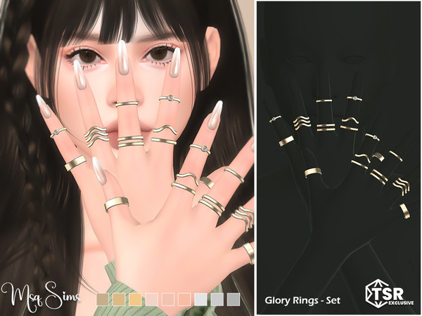 Sims 4 — Glory Rings Set by MSQSIMS — Enhance your Sim's style with this Glory Rings Set, available for both left and