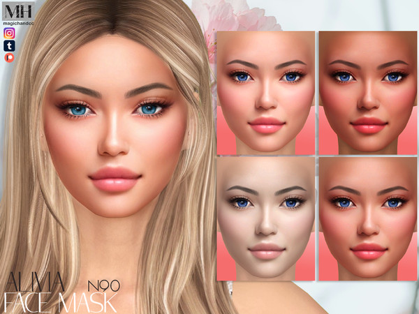 Sims 4 — [Patreon] Alivia Face Mask N90 by MagicHand — Cute face in 6 skin color variations - HQ Compatible.