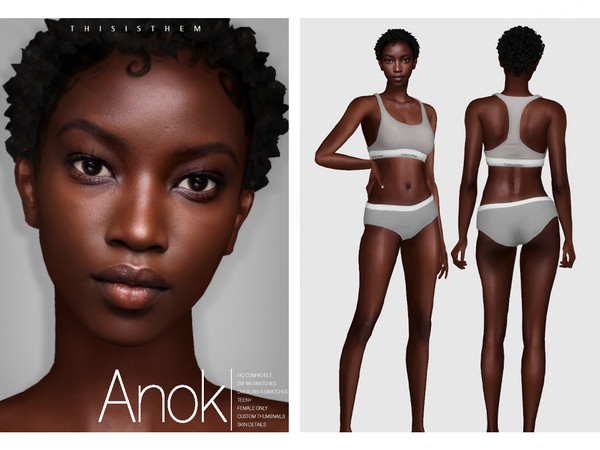 Sims 4 — [PATREON] Anok Skin by thisisthem — HQ Compatible ; 2v 48 swatches ; Skin Details Category ; Teen+ ; Custom