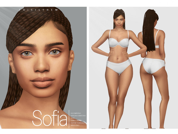 Sims 4 — [PATREON] Sofia Skin Overlay by thisisthem — HQ Compatible ; Overlay (3 swatches) ; Skin Details Category ;