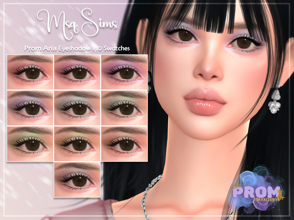Sims 4 — Prom - Aria Eyeshadow by MSQSIMS — This eyeshadow with glitter is available in 10 swatches. It is suitable for