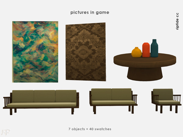 Sims 4 — RiptideCC-Refined Living Collection Painted by Riptidecc — The Refined Living Collection brings elegance and